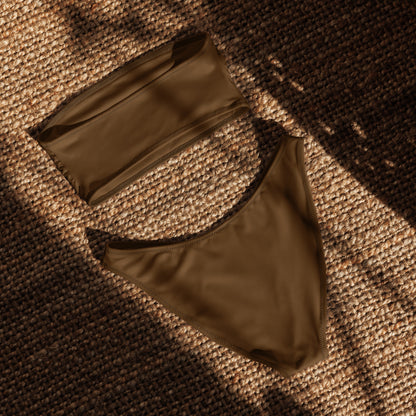 Women's Brown Recycled Bandeau Bikini - Quick Drying Fabric With UPF 50+