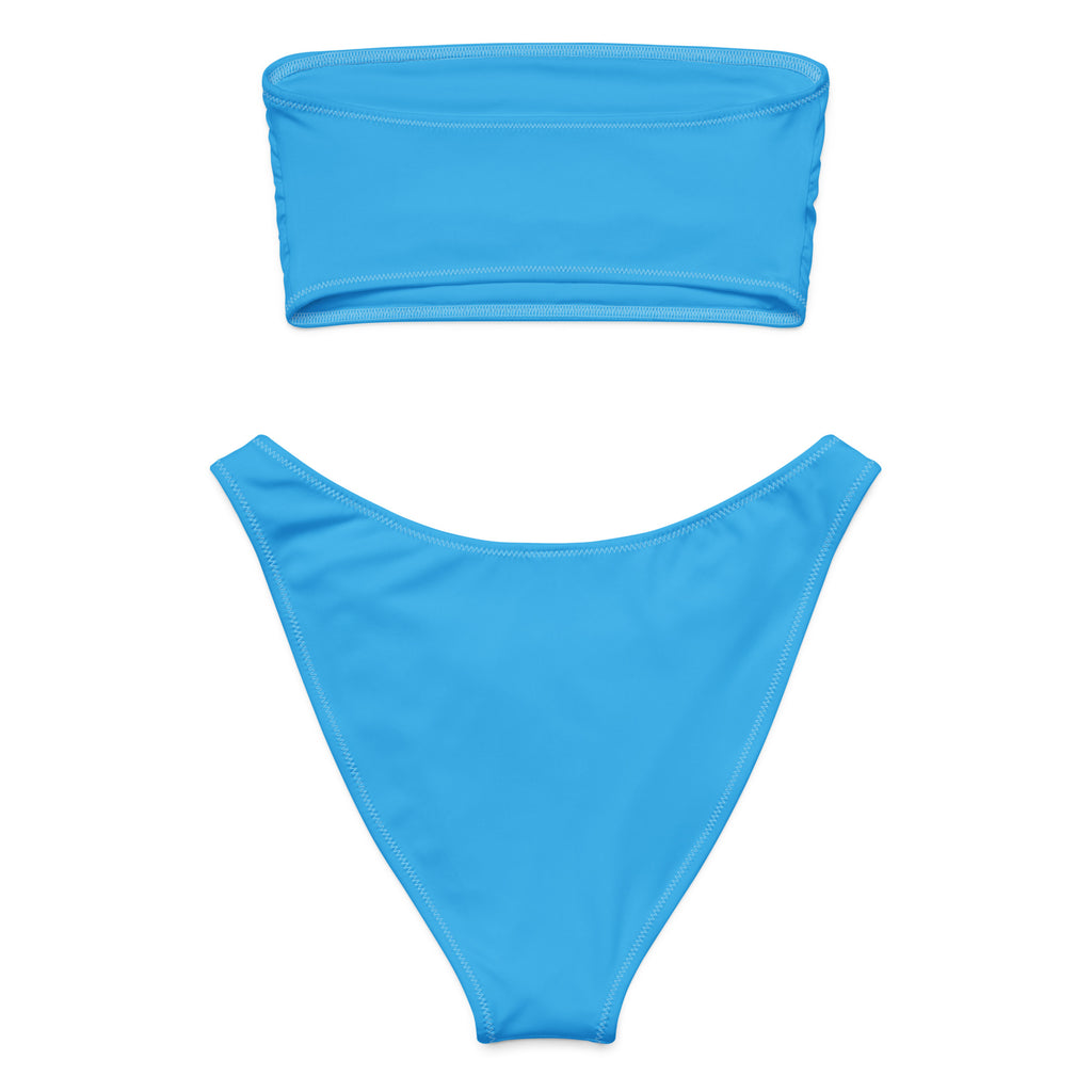 Women's Sky Blue Recycled Bandeau Bikini - Quick Drying Fabric With UPF 50+