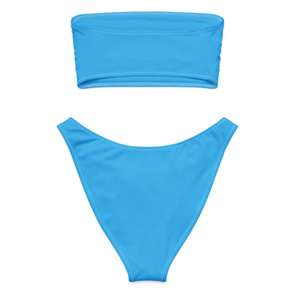 Women's Sky Blue Recycled Bandeau Bikini - Quick Drying Fabric With UPF 50+