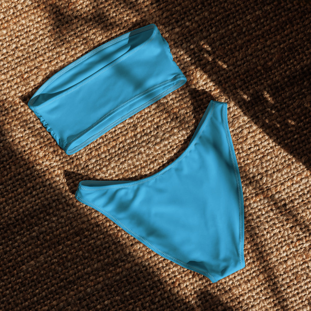 Women's Sky Blue Recycled Bandeau Bikini - Quick Drying Fabric With UPF 50+
