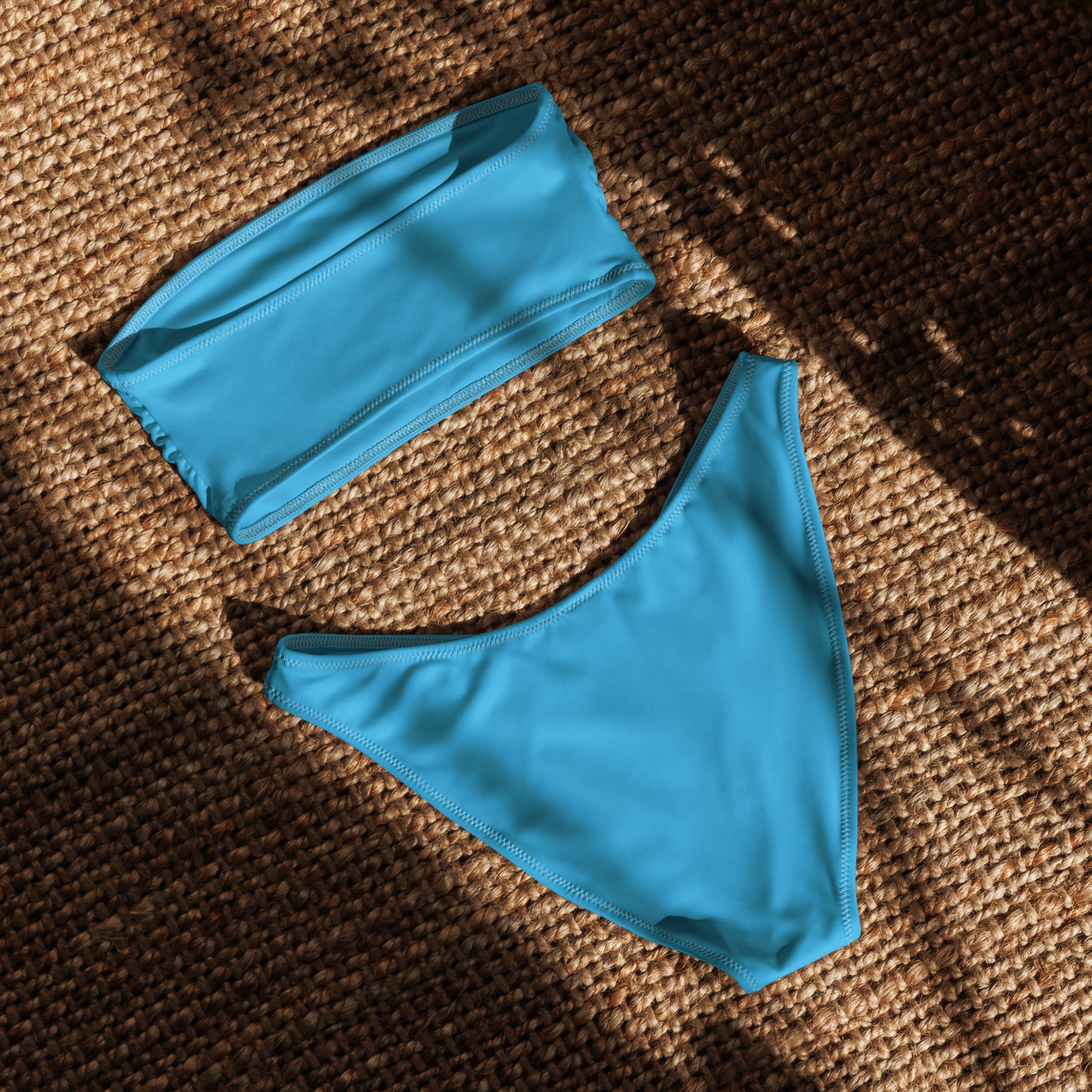 Women's Sky Blue Recycled Bandeau Bikini - Quick Drying Fabric With UPF 50+