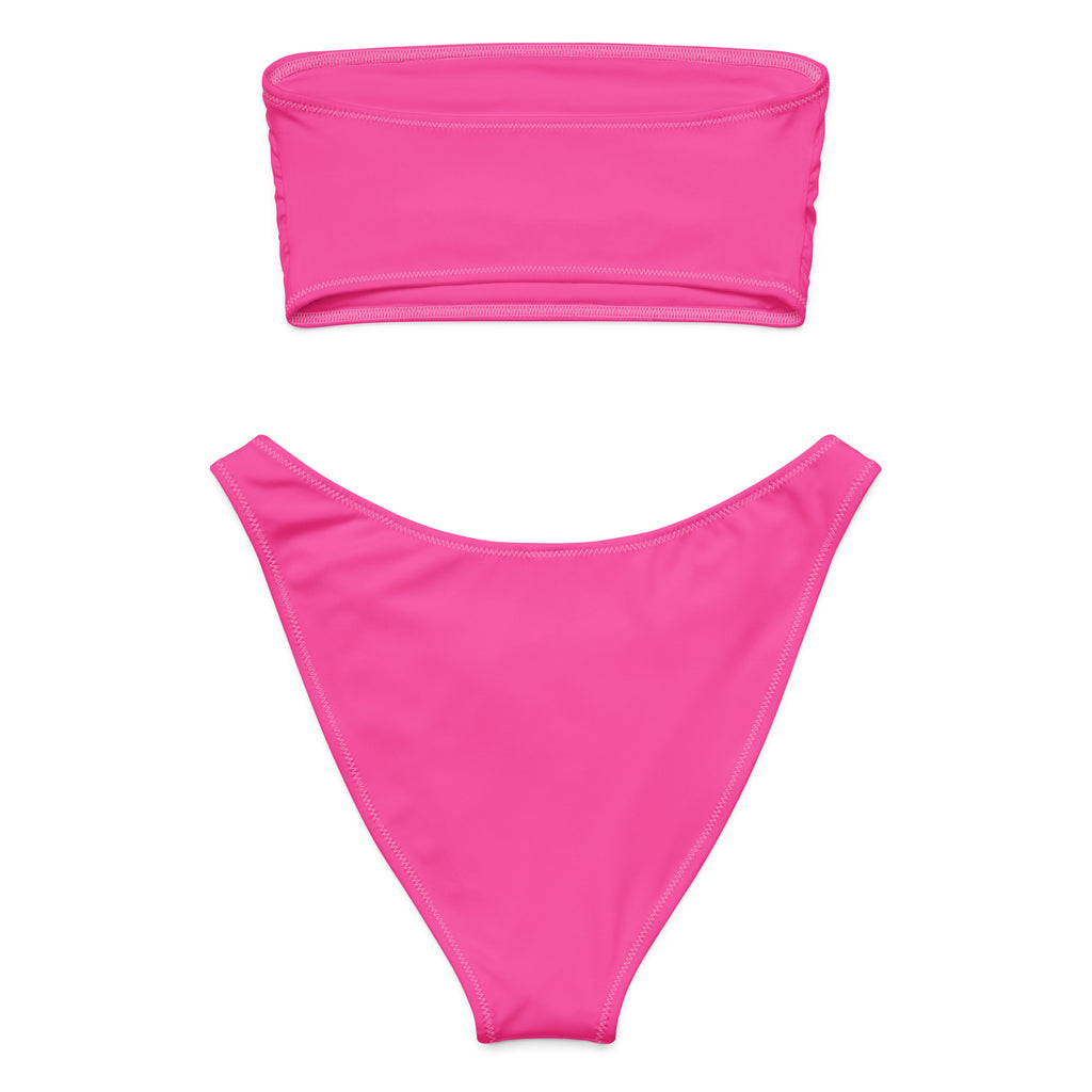 Women's Bright Pink Recycled Bandeau Bikini - Quick Drying Fabric With UPF 50+