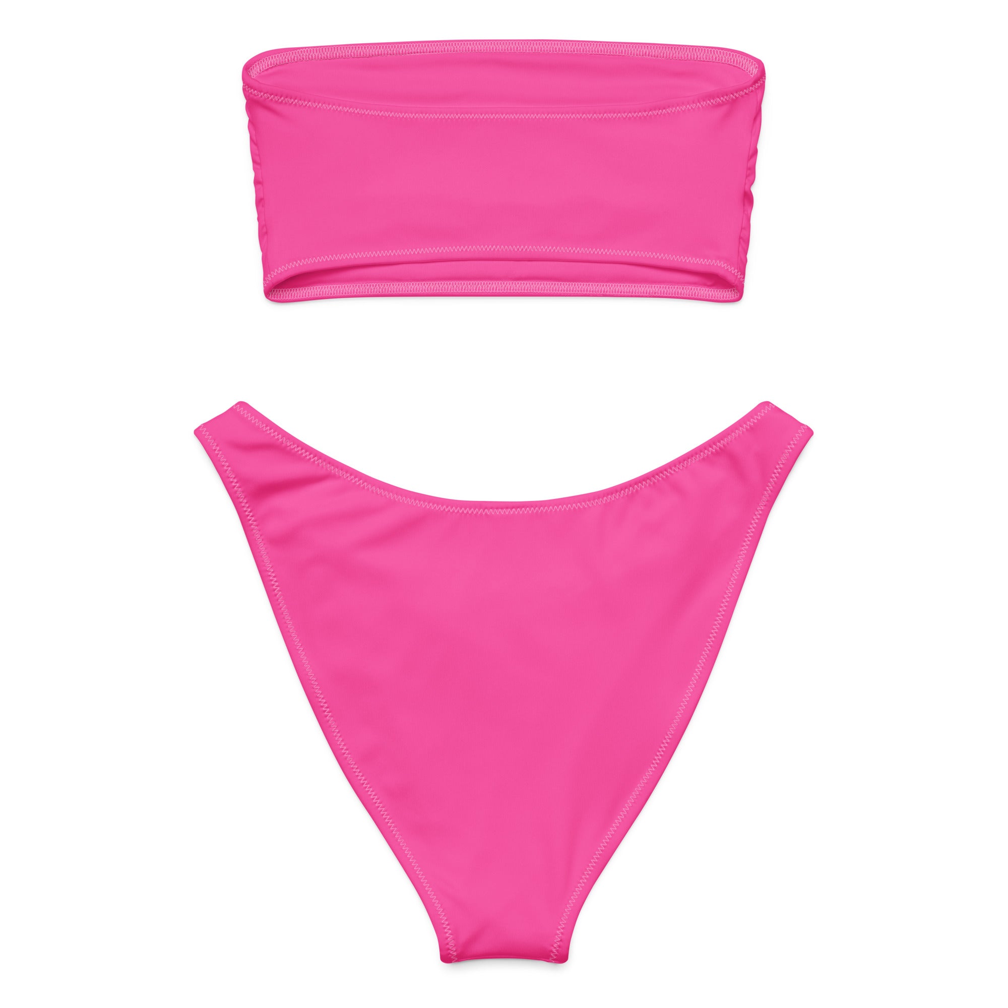 Women's Bright Pink Recycled Bandeau Bikini - Quick Drying Fabric With UPF 50+