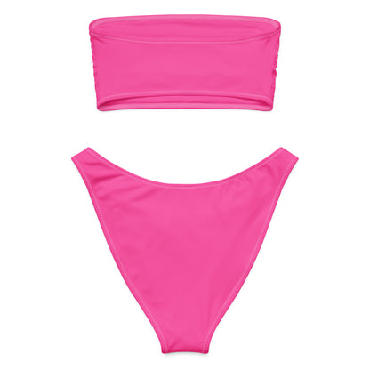 Women's Bright Pink Recycled Bandeau Bikini - Quick Drying Fabric With UPF 50+