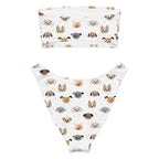 Women's Dog Face Recycled Bandeau Bikini - Quick Drying Fabric With UPF 50+