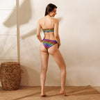 Women's Rainbow Leopard Recycled Bandeau Bikini - Quick Drying Fabric With UPF 50+