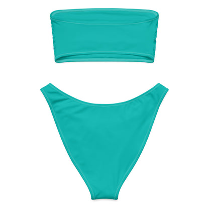 Women's Teal Recycled Bandeau Bikini - Quick Drying Fabric With UPF 50+