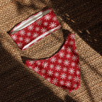 Women's Red Snowflake Christmas Recycled Bandeau Bikini - Quick Drying Fabric With UPF 50+