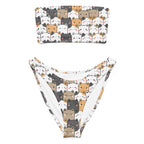 Women's Kawaii Cats Recycled Bandeau Bikini - Quick Drying Fabric With UPF 50+