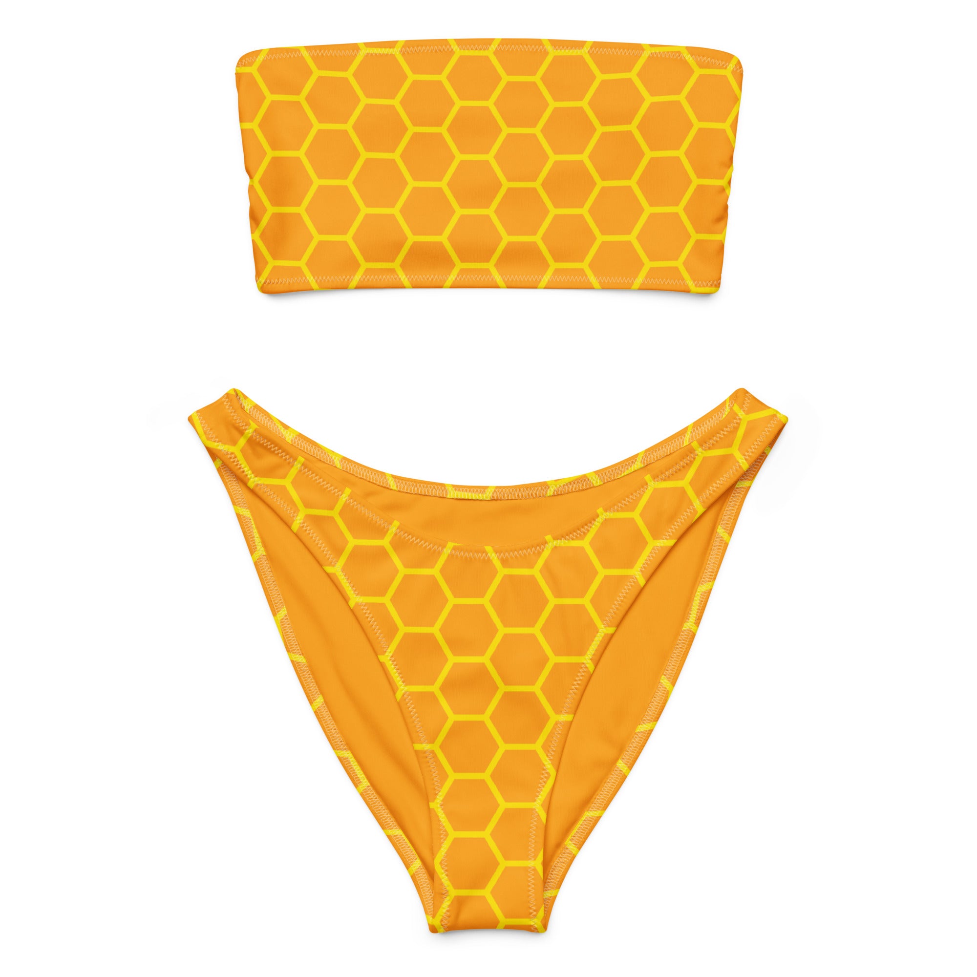 Women's Honeycomb Recycled Bandeau Bikini - Quick Drying Fabric With UPF 50+