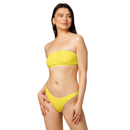 Women's Yellow Recycled Bandeau Bikini - Quick Drying Fabric With UPF 50+