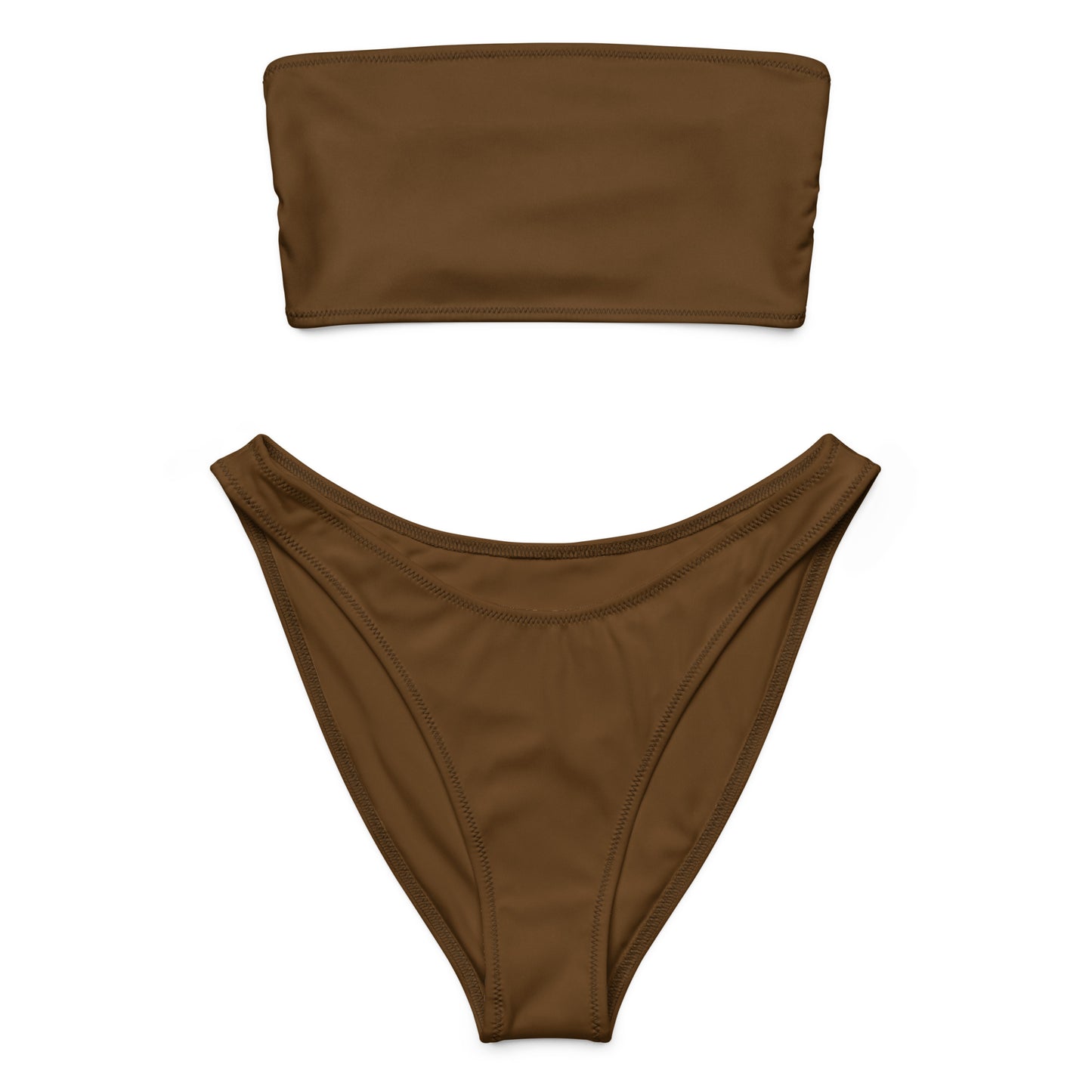 Women's Brown Recycled Bandeau Bikini - Quick Drying Fabric With UPF 50+