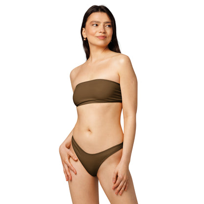 Women's Brown Recycled Bandeau Bikini - Quick Drying Fabric With UPF 50+