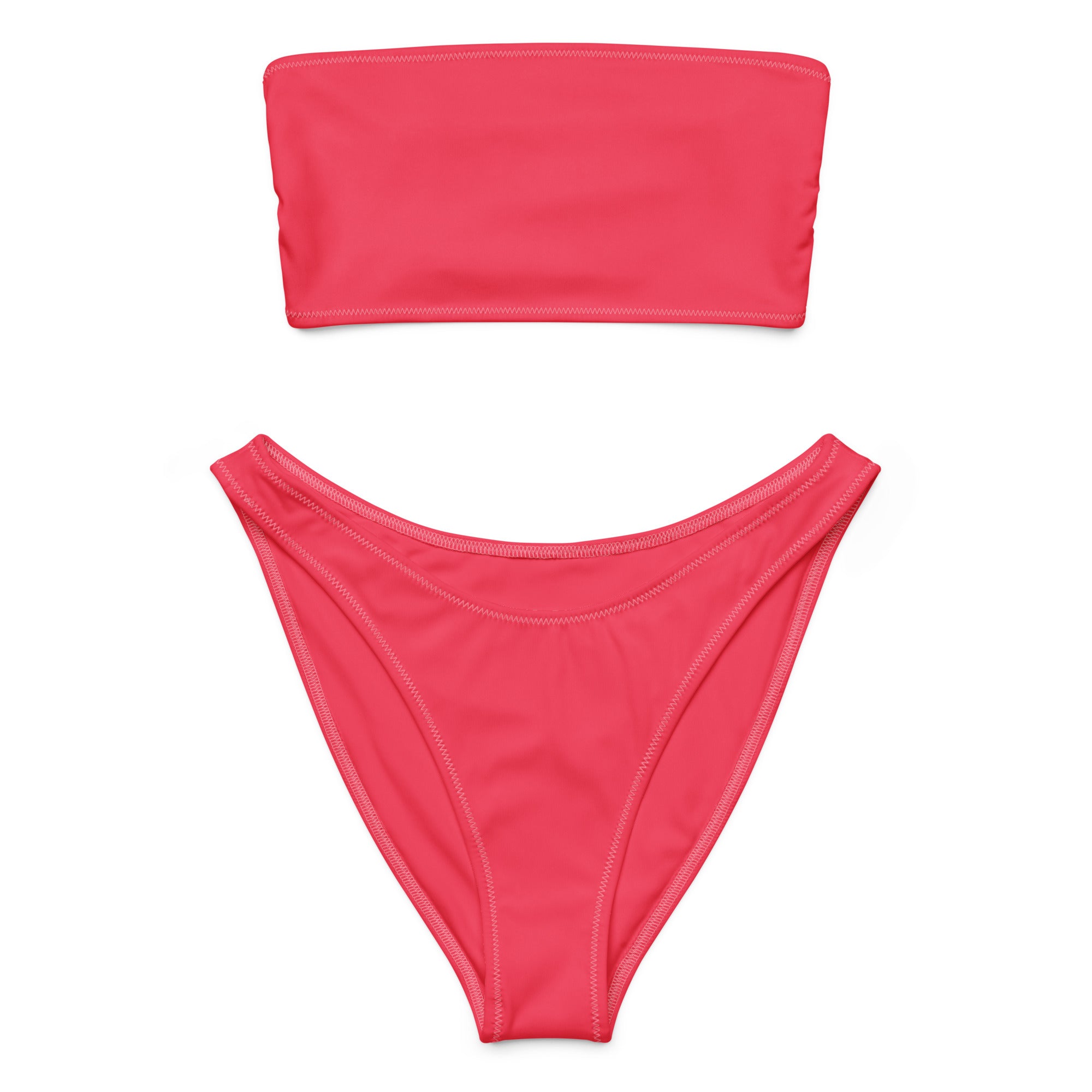Women's Crimson Pink Recycled Bandeau Bikini - Quick Drying Fabric With UPF 50+