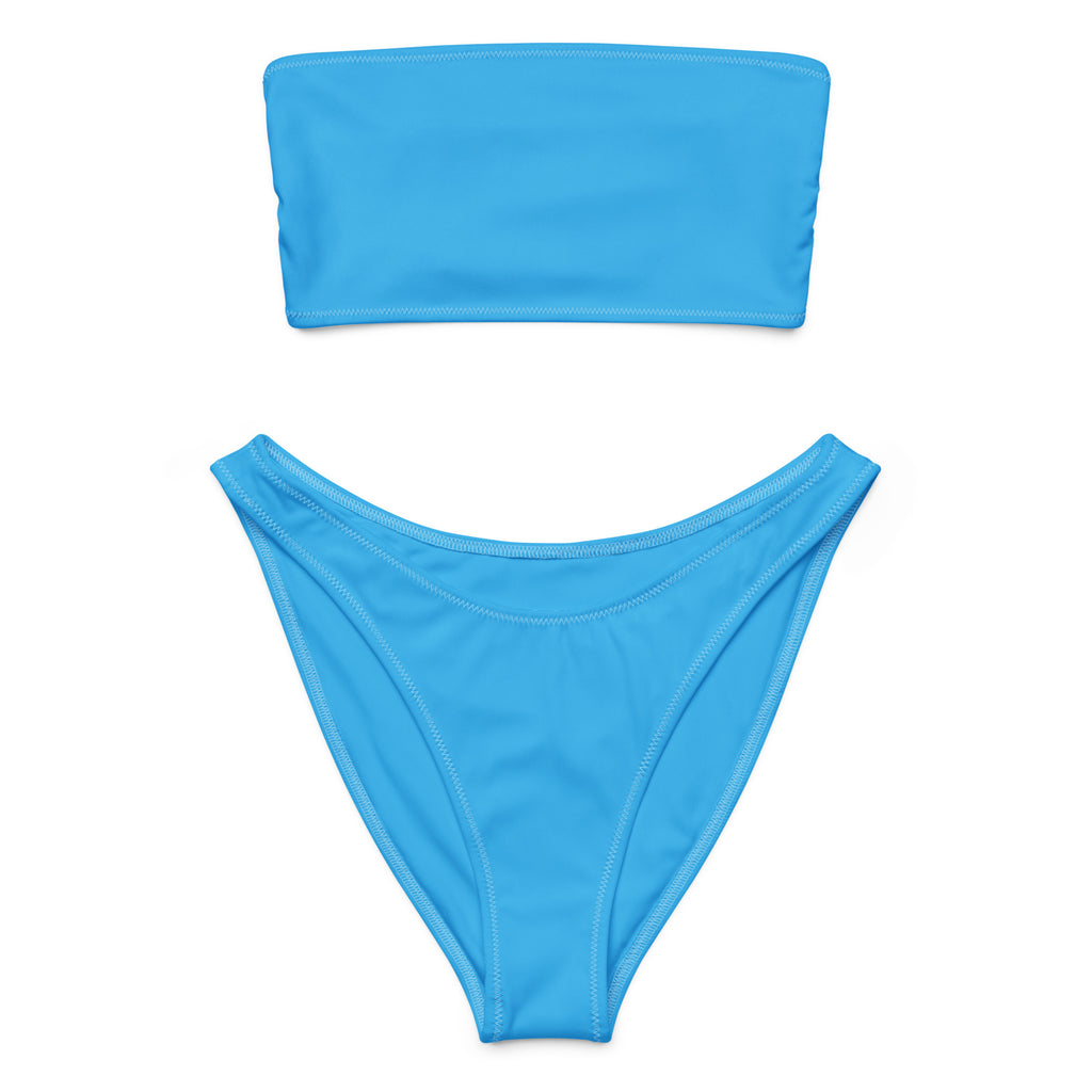 Women's Sky Blue Recycled Bandeau Bikini - Quick Drying Fabric With UPF 50+
