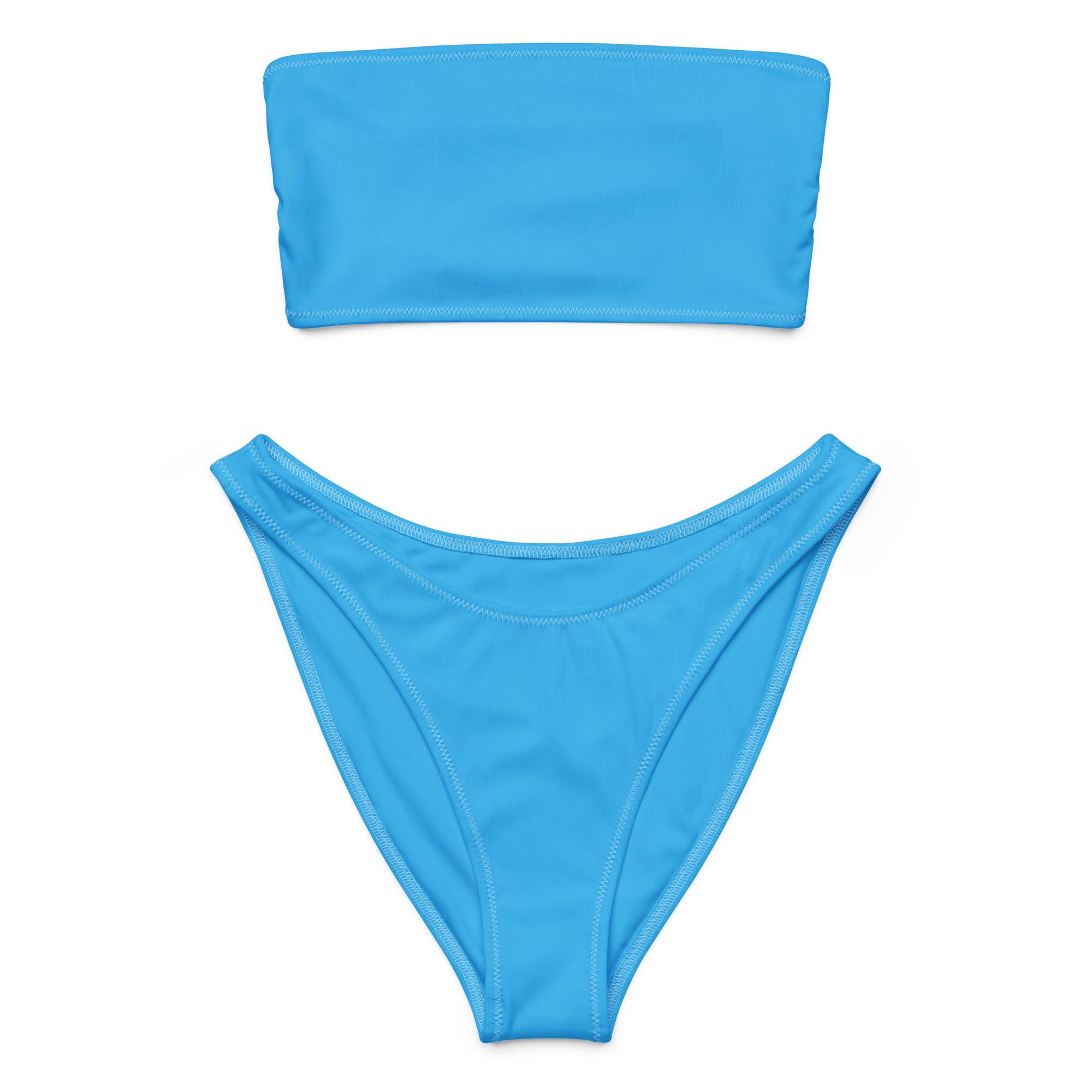 Women's Sky Blue Recycled Bandeau Bikini - Quick Drying Fabric With UPF 50+