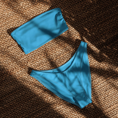 Women's Sky Blue Recycled Bandeau Bikini - Quick Drying Fabric With UPF 50+