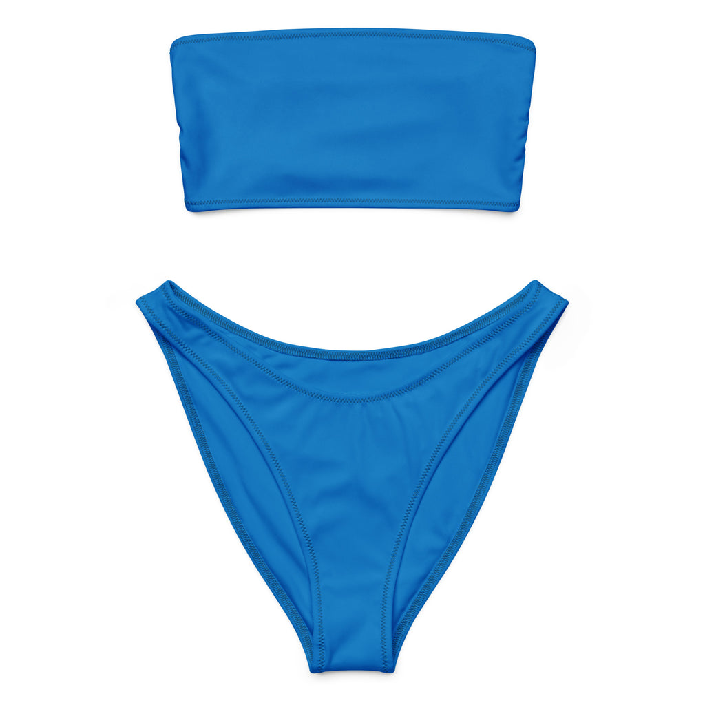 Women's Navy Blue Recycled Bandeau Bikini - Quick Drying Fabric With UPF 50+