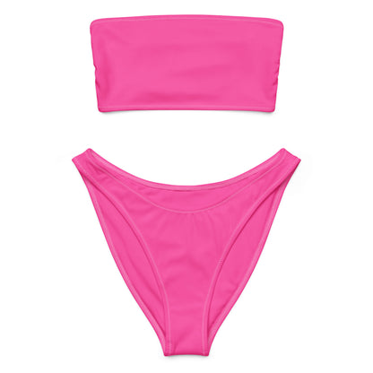 Women's Bright Pink Recycled Bandeau Bikini - Quick Drying Fabric With UPF 50+