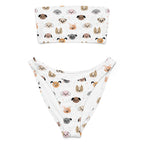 Women's Dog Face Recycled Bandeau Bikini - Quick Drying Fabric With UPF 50+