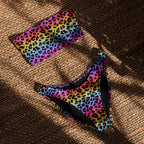 Women's Rainbow Leopard Recycled Bandeau Bikini - Quick Drying Fabric With UPF 50+