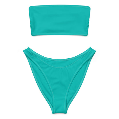 Women's Teal Recycled Bandeau Bikini - Quick Drying Fabric With UPF 50+