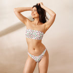 Women's Red & Green Candy Cane Christmas Recycled Bandeau Bikini - Quick Drying Fabric With UPF 50+