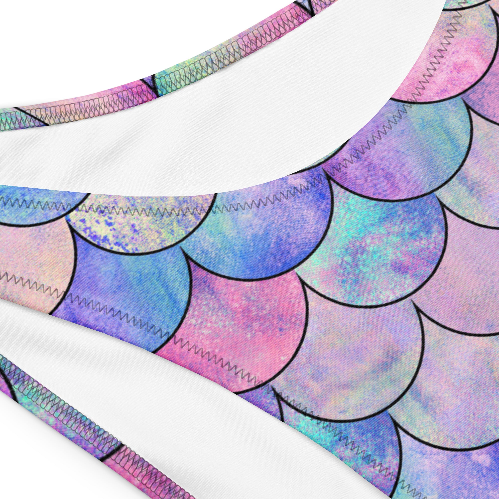 Women's Mermaid Scale Recycled Bandeau Bikini - Quick Drying Fabric With UPF 50+