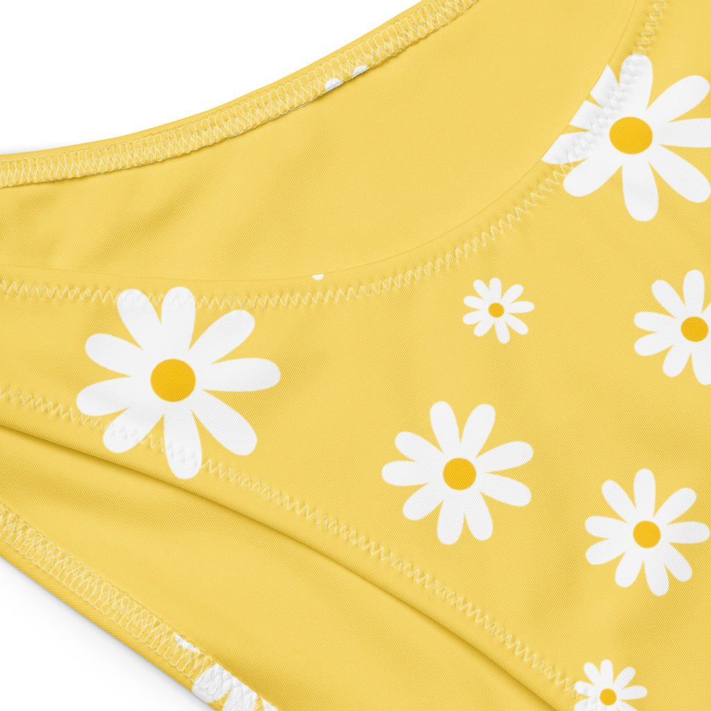 Women's Yellow Daisy Recycled Bandeau Bikini - Quick Drying Fabric With UPF 50+