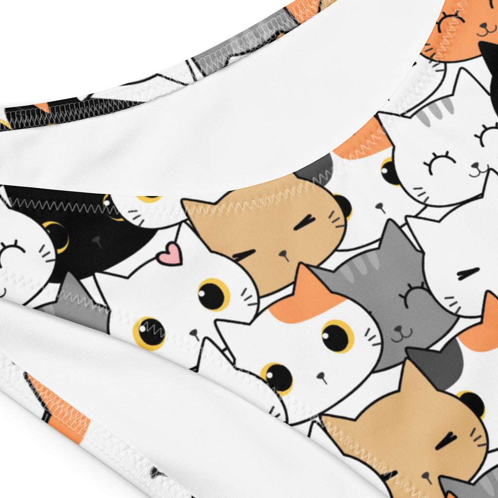 Women's Cat Face Recycled Bandeau Bikini - Quick Drying Fabric With UPF 50+