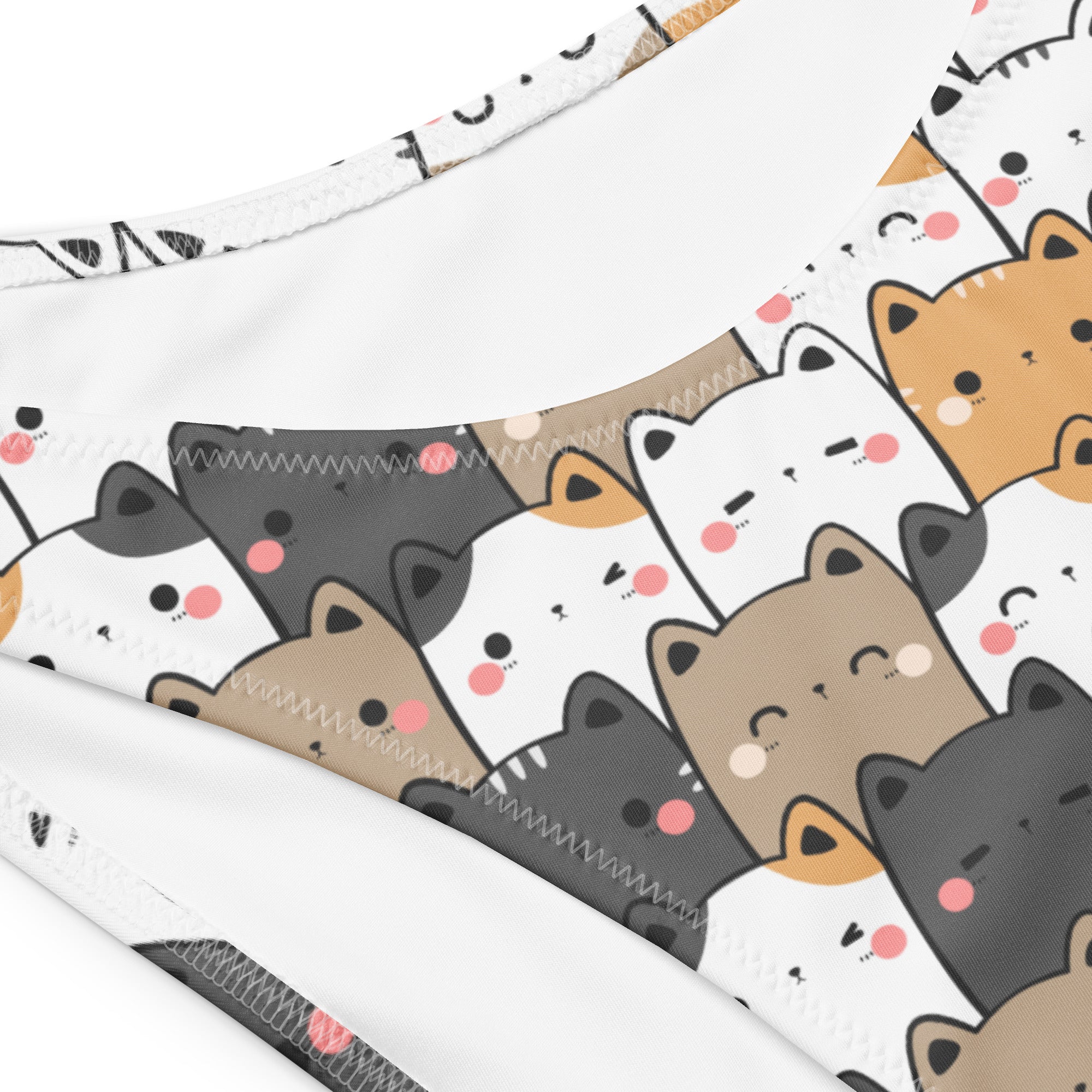 Women's Kawaii Cats Recycled Bandeau Bikini - Quick Drying Fabric With UPF 50+