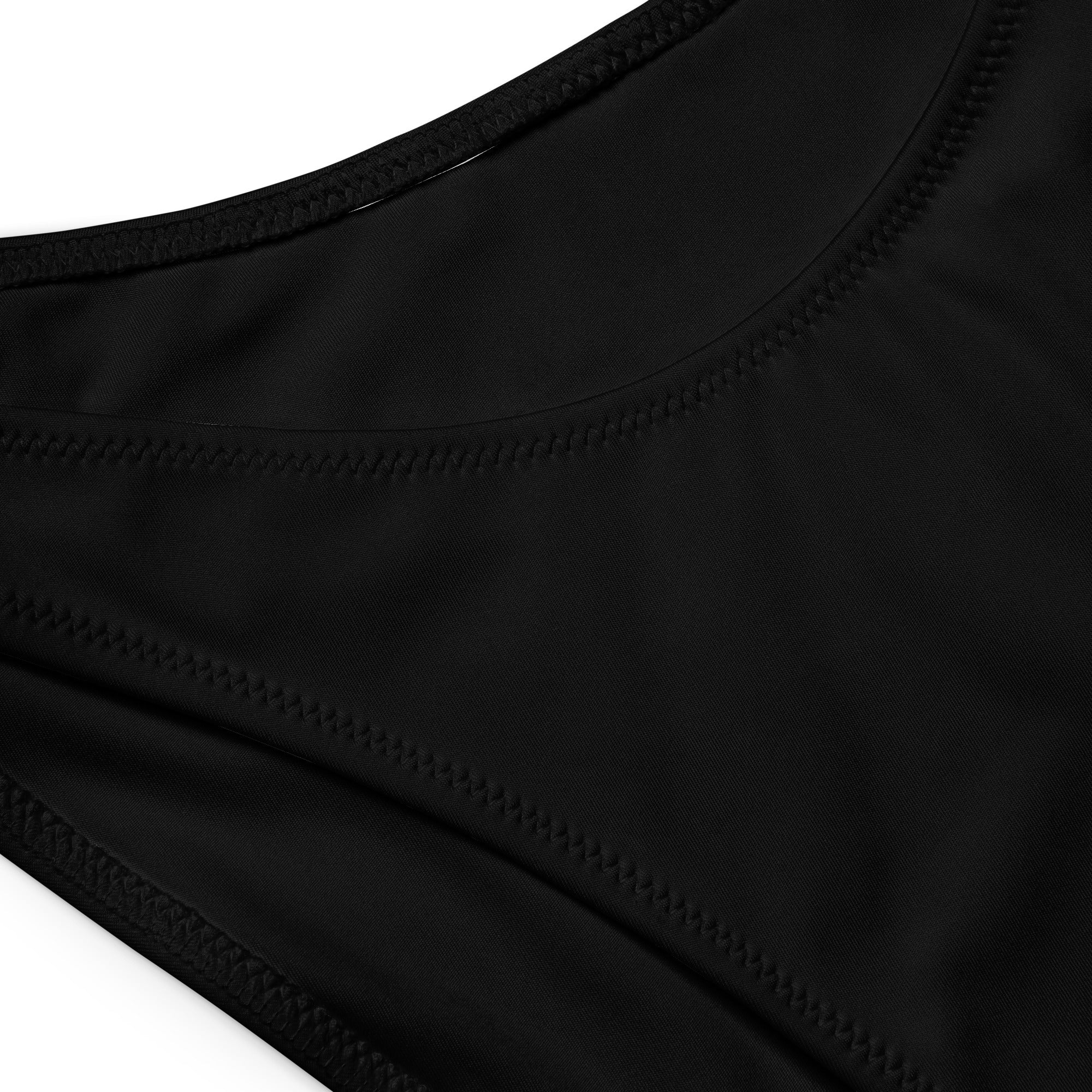 Black stretchy recycled fabric with reinforced stitching from womens black recycled bandeau bikini quick drying with upf 50+
