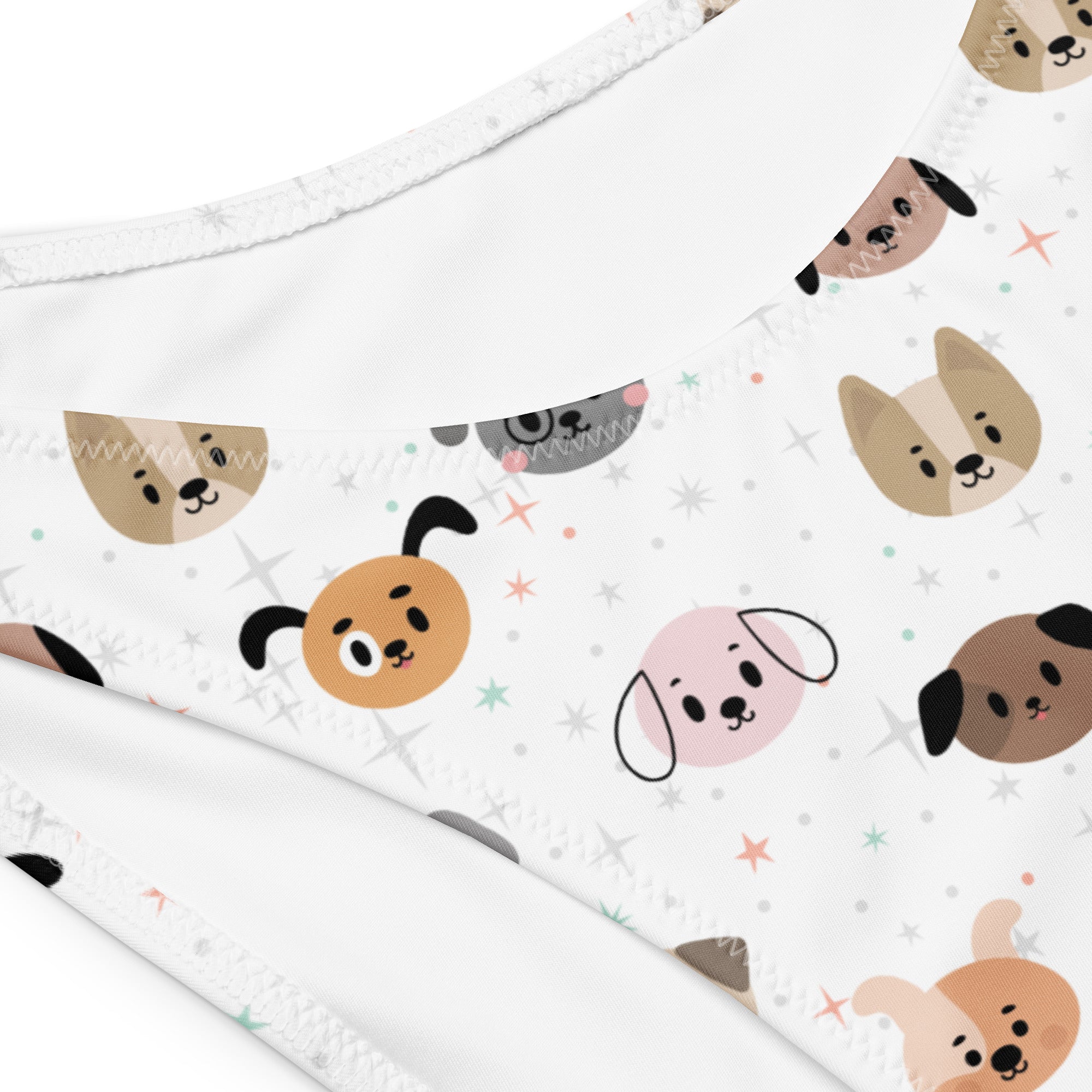 Women's Dog Face Recycled Bandeau Bikini - Quick Drying Fabric With UPF 50+