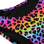 Women's Rainbow Leopard Recycled Bandeau Bikini - Quick Drying Fabric With UPF 50+