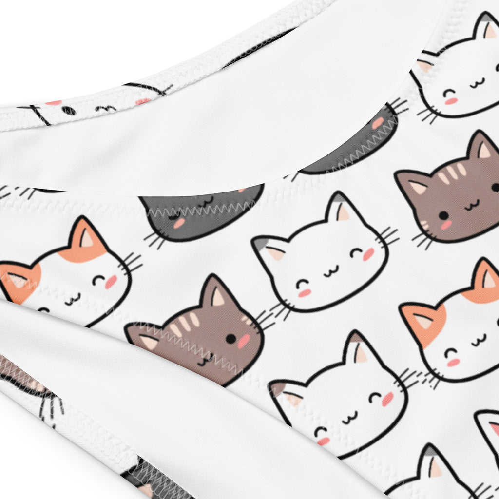 Women's Cat Recycled Bandeau Bikini - Quick Drying Fabric With UPF 50+