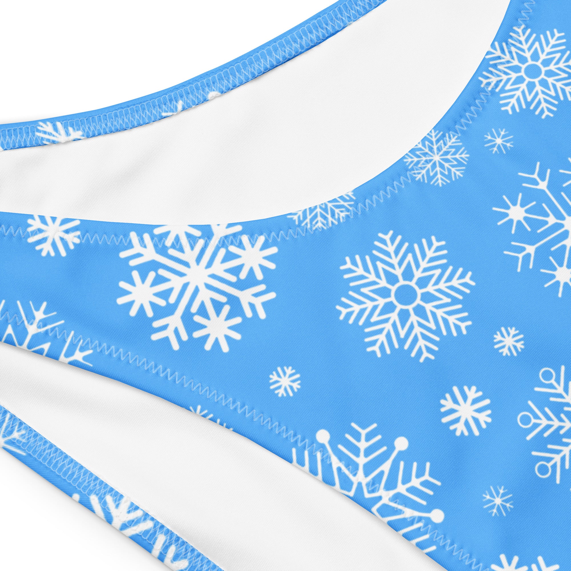 Women's Blue Snowflake Recycled Bandeau Bikini - Quick Drying Fabric With UPF 50+