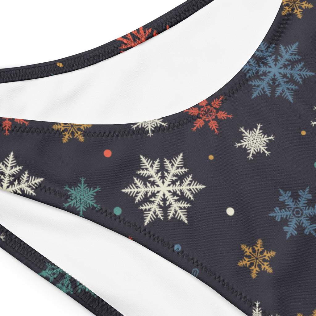 Women's Colorful Snowflakes Recycled Bandeau Bikini - Quick Drying Fabric With UPF 50+