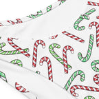 Women's Red & Green Candy Cane Christmas Recycled Bandeau Bikini - Quick Drying Fabric With UPF 50+