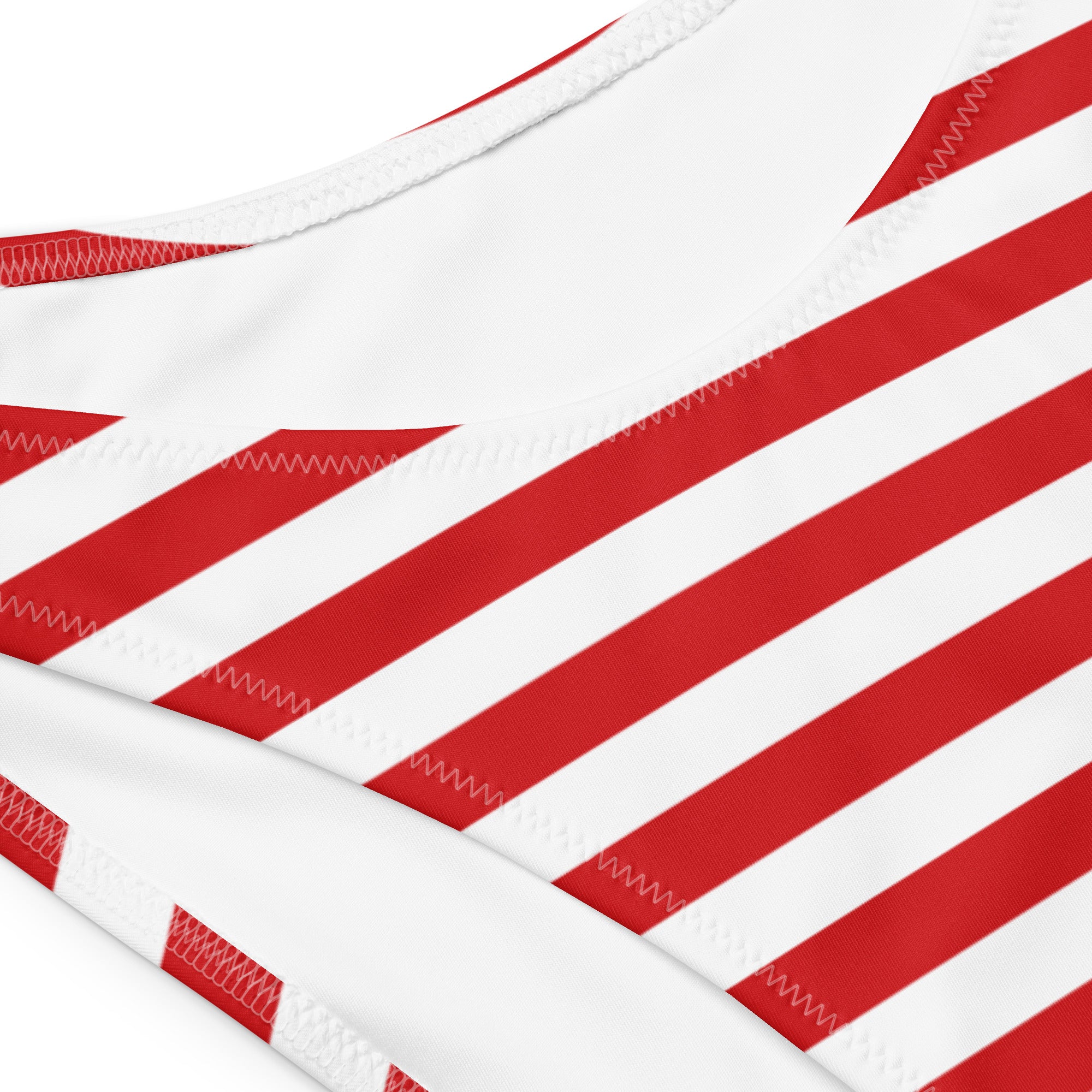Women's Red & White Striped Christmas Recycled Bandeau Bikini - Quick Drying Fabric With UPF 50+