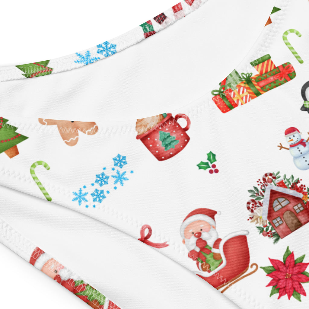 Women's Christmas Recycled Bandeau Bikini - Quick Drying Fabric With UPF 50+