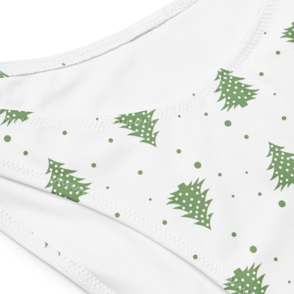 Women's Christmas Tree Recycled Bandeau Bikini - Quick Drying Fabric With UPF 50+