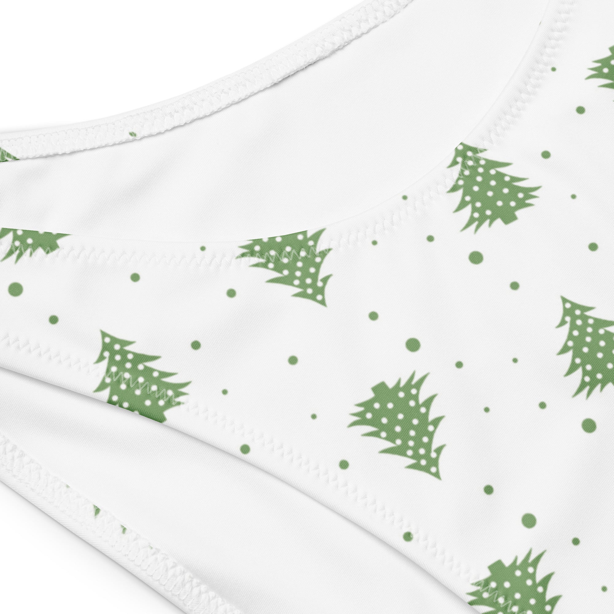 Women's Christmas Tree Recycled Bandeau Bikini - Quick Drying Fabric With UPF 50+