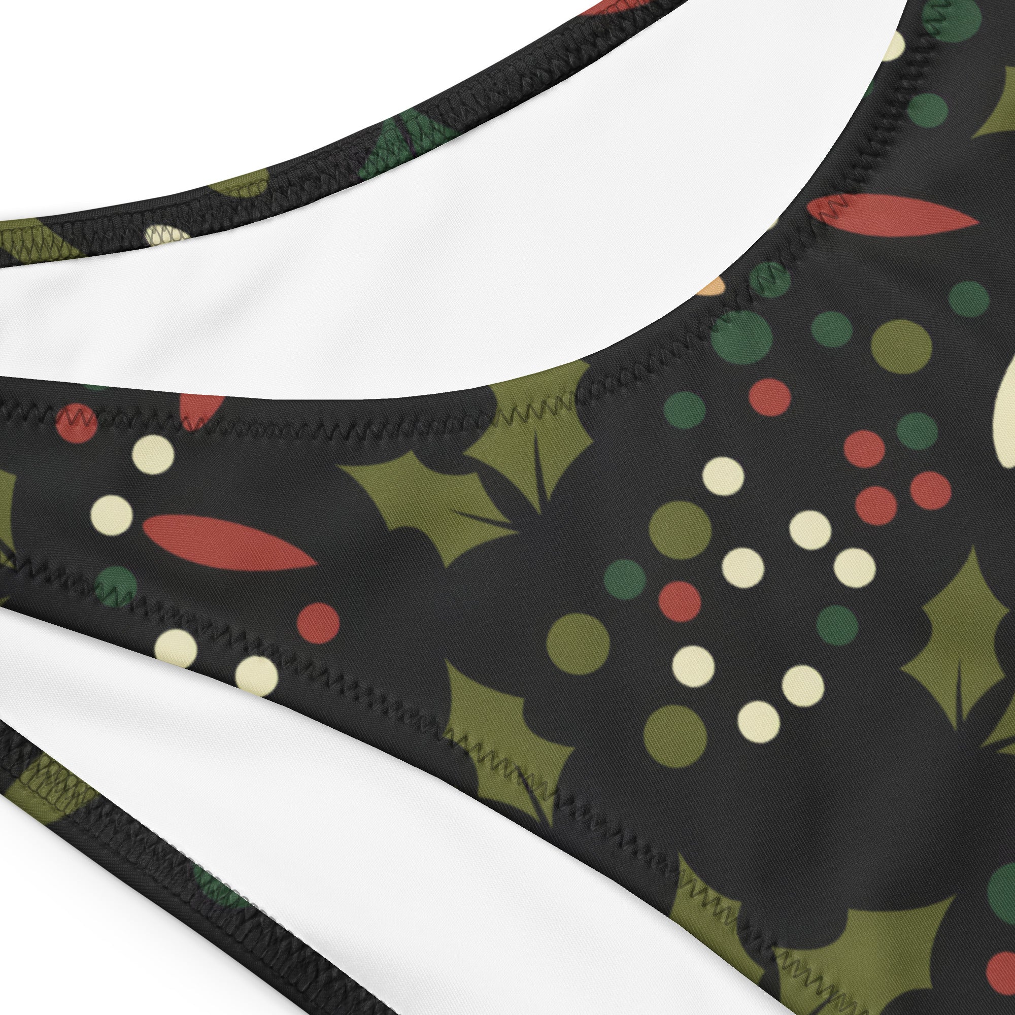 Women's Dark Holly & Berries Recycled Bandeau Bikini - Quick Drying Fabric With UPF 50+