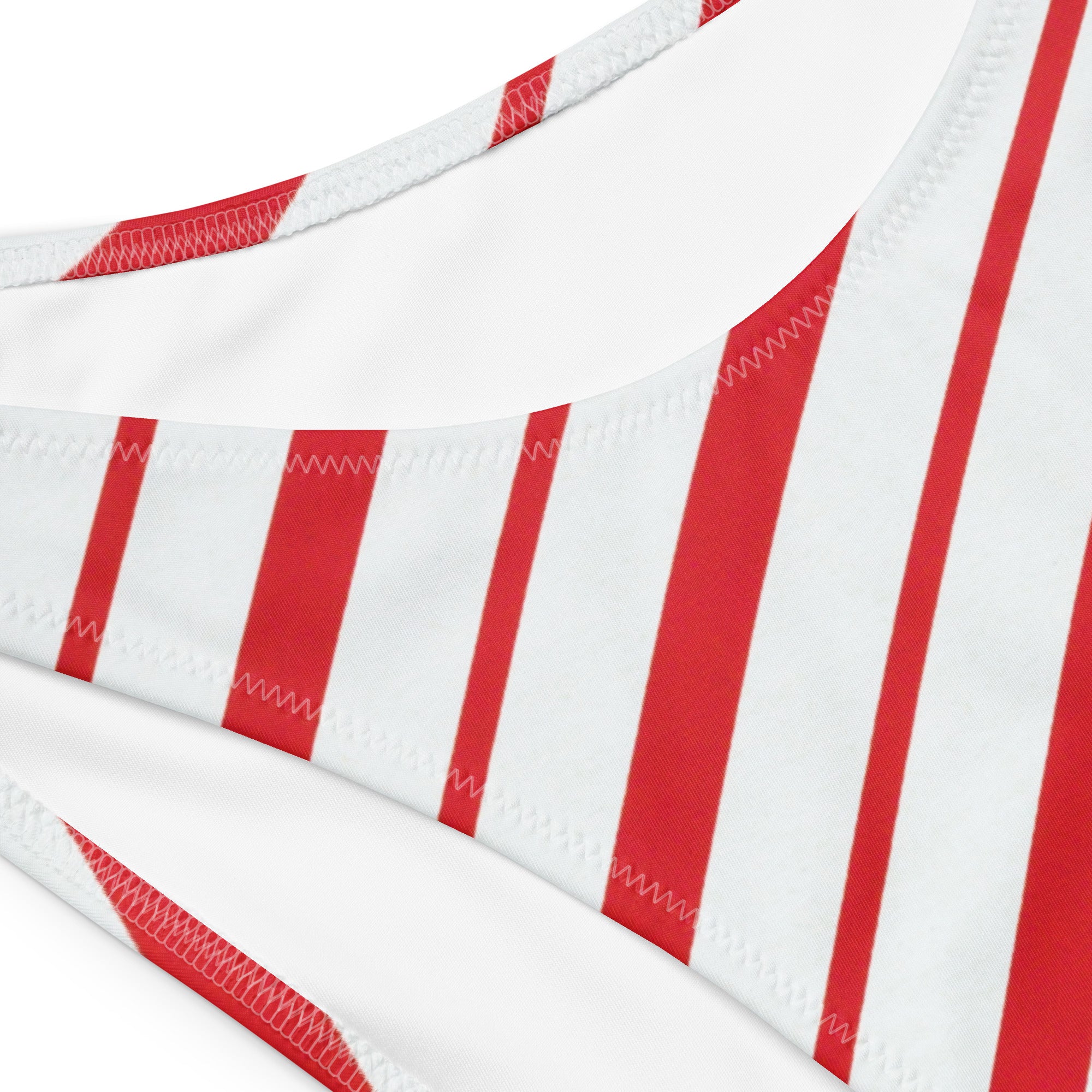 Women's Candy Cane Stripe Recycled Bandeau Bikini - Quick Drying Fabric With UPF 50+