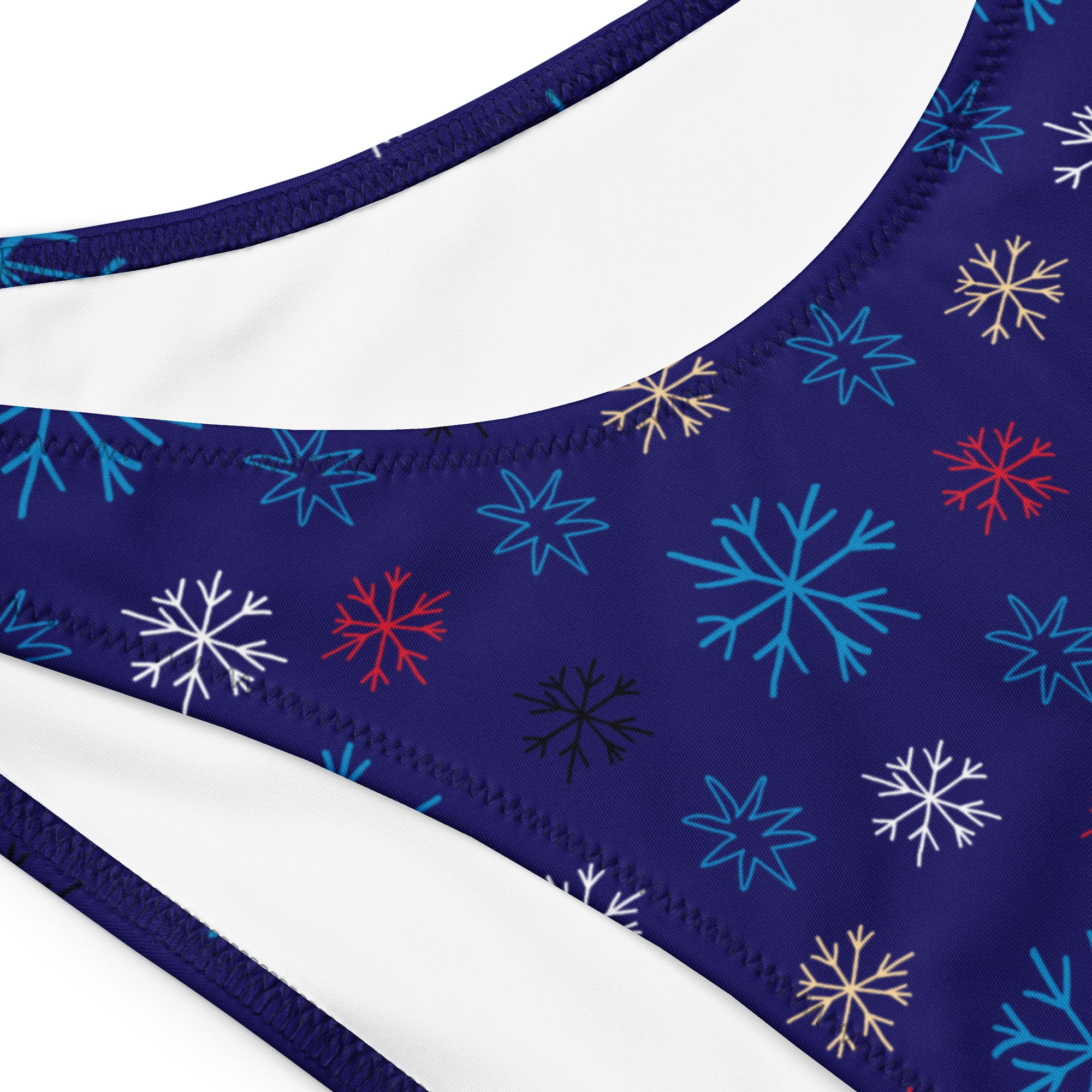 Women's Navy Snowflake Recycled Bandeau Bikini - Quick Drying Fabric With UPF 50+
