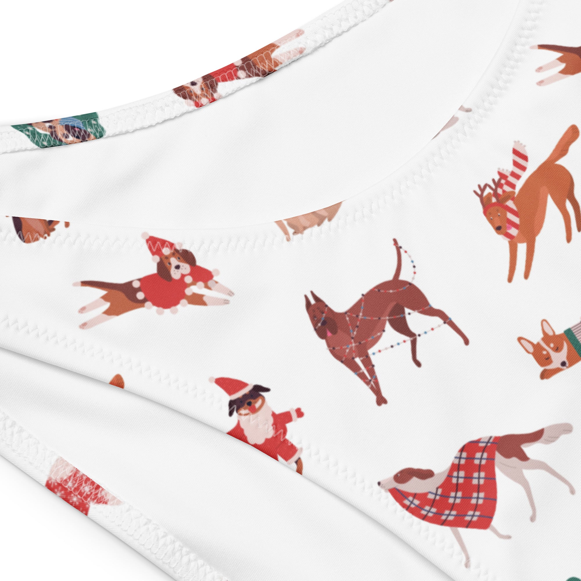 Women's Christmas Dog Recycled Bandeau Bikini - Quick Drying Fabric With UPF 50+