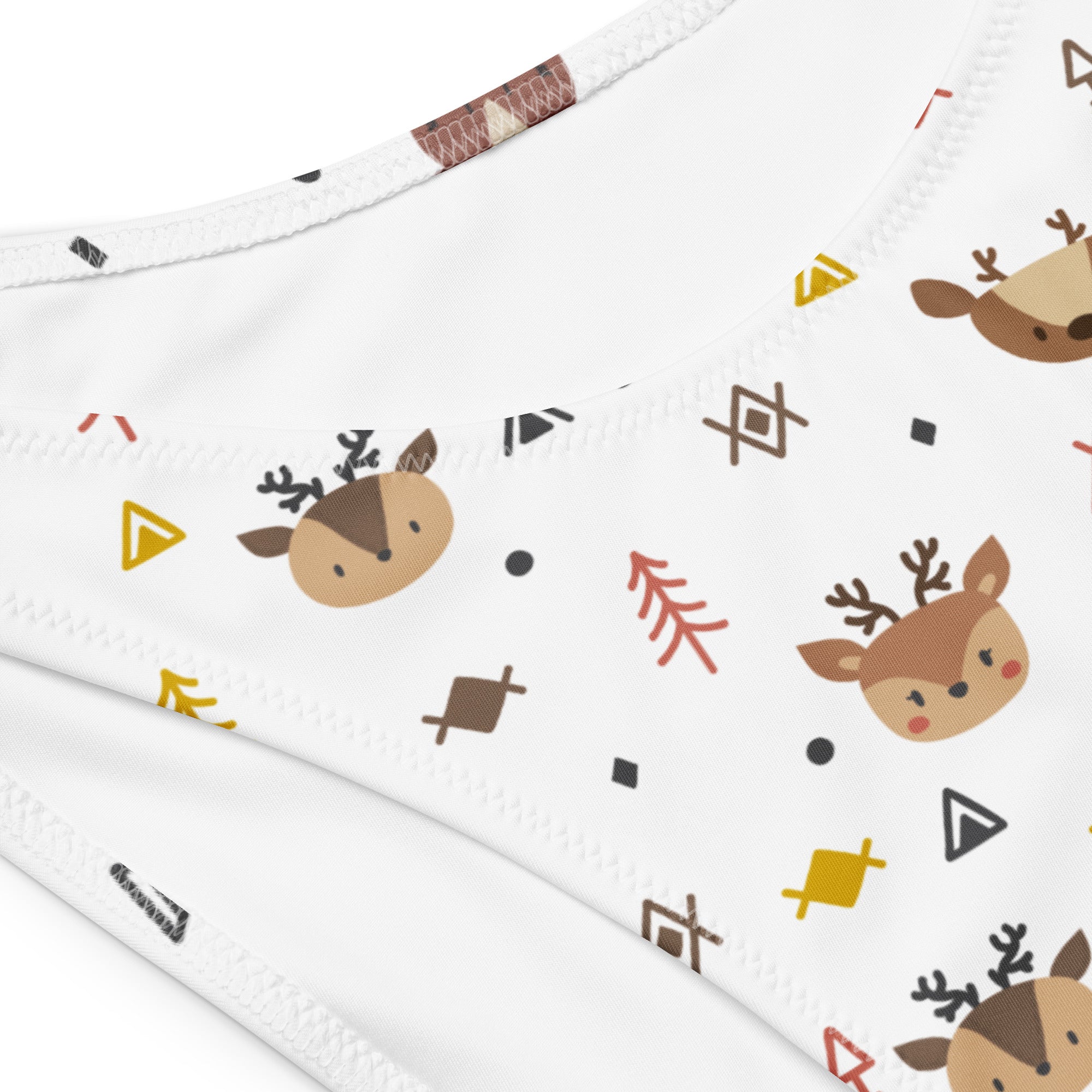 Women's Christmas Reindeer Recycled Bandeau Bikini - Quick Drying Fabric With UPF 50+