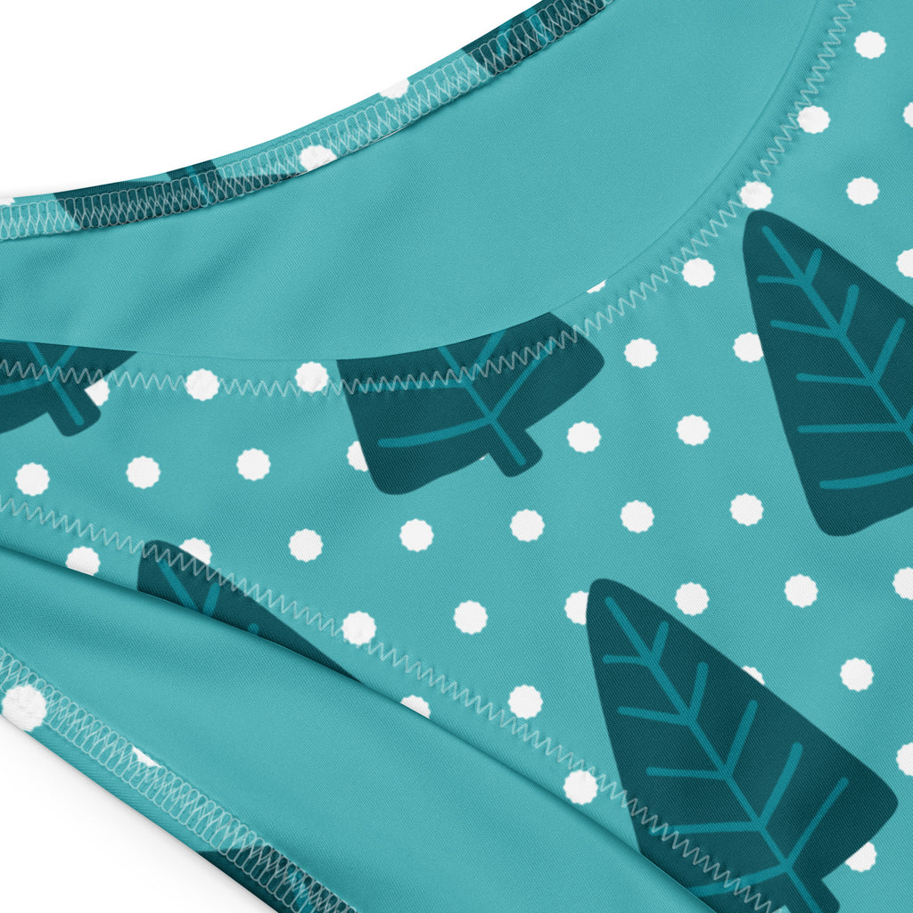 Women's Teal Christmas Tree Recycled Bandeau Bikini - Quick Drying Fabric With UPF 50+