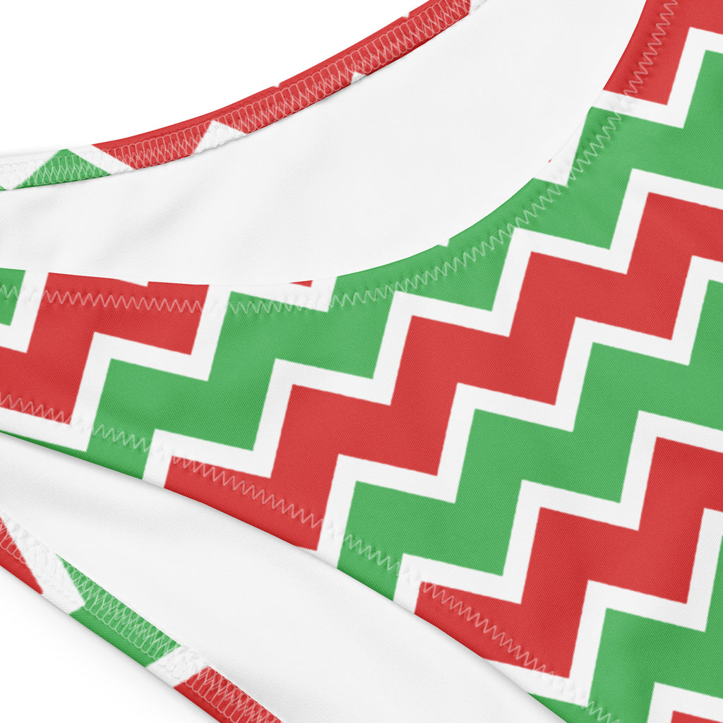 Women's Christmas Chevron Recycled Bandeau Bikini - Quick Drying Fabric With UPF 50+