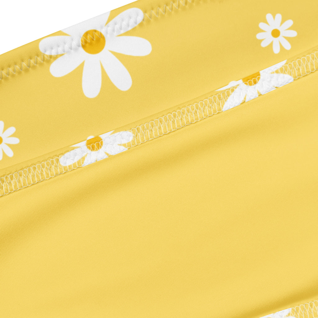 Women's Yellow Daisy Recycled Bandeau Bikini - Quick Drying Fabric With UPF 50+